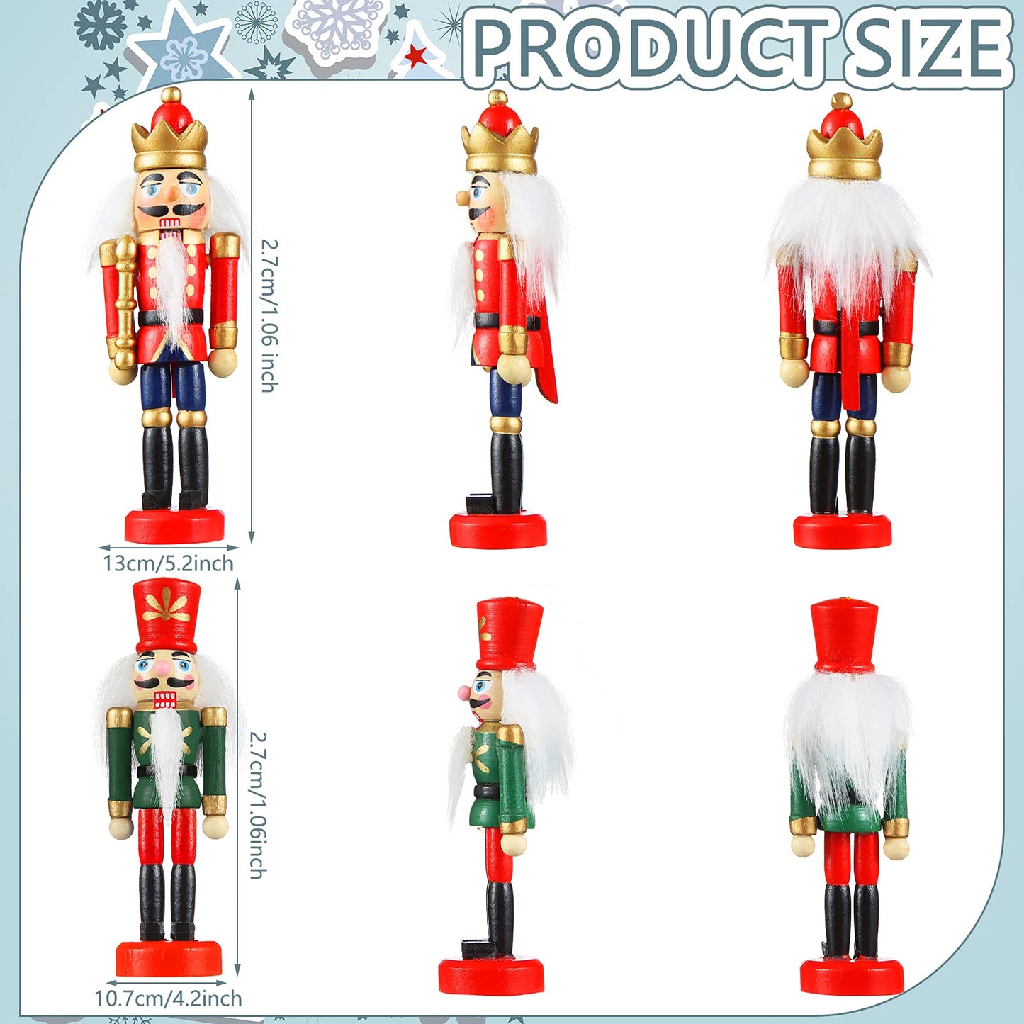 Aoriher 12 Pcs Christmas Nutcracker Ornament Small Wooden Soldier Hanging Decorations Nutcracker Figure Ornament for Christmas Tree Figure Decoration Gift
