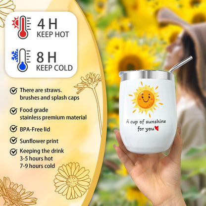 Gift Baskets for Women, Sending Sunshine Sunflower Care Package for Women, Thank You, Get Well, Sympathy Inspirational Friendship Christmas Gifts for Mom Her Sister Friends Wife, Self Care Spa Basket