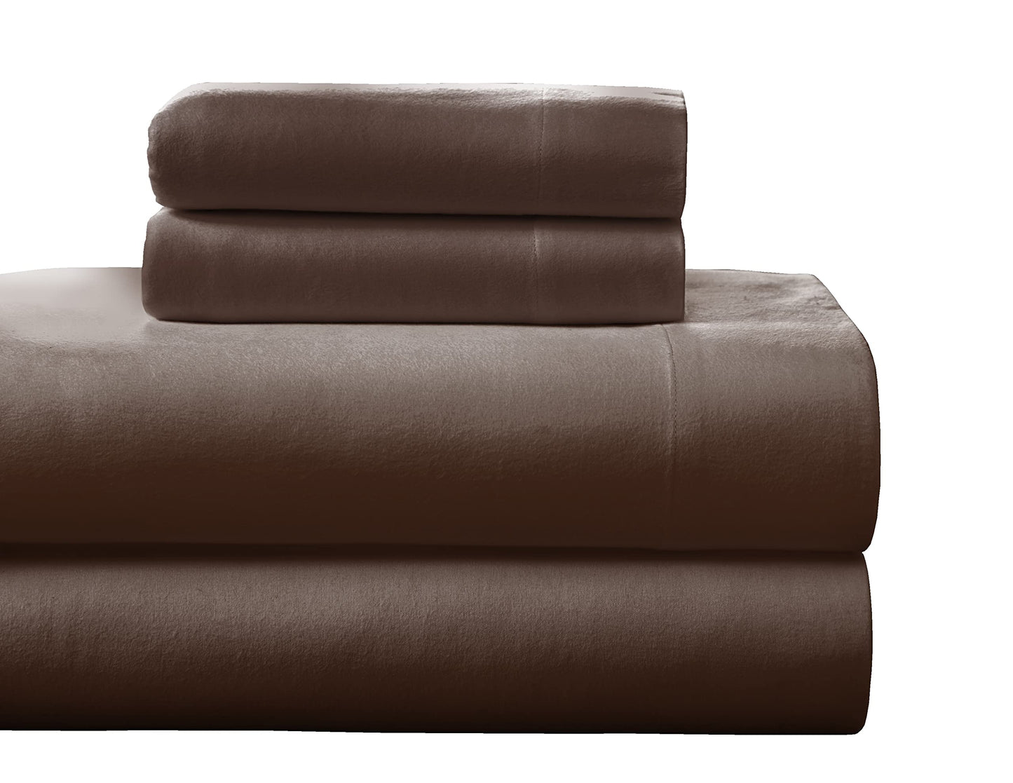 Pointehaven Heavy Weight 100-Percent Cotton Flannel Twin Sheet Set, Chocolate