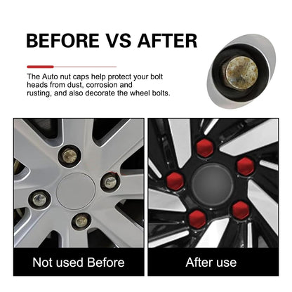 Cuymoap 20 PCS Lug Nut Covers, 19 mm Tire Nut Dustproof Protective Cover with Pull Clip, Rustproof Electroplated Aesthetically Pleasing Decoration, for Most Cars Tire Trim Accessories (Red)