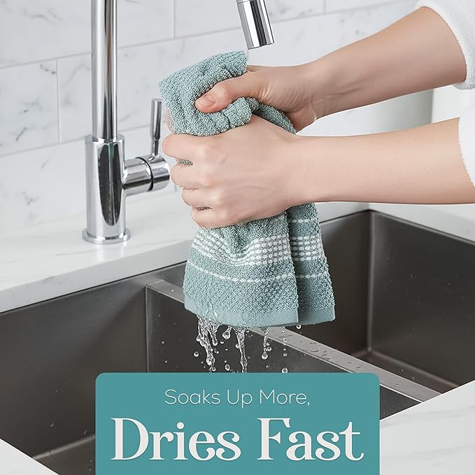 MosJos Kitchen Towels, Cotton Soft Large 18 x 28 Dobby Weave Super Absorbent