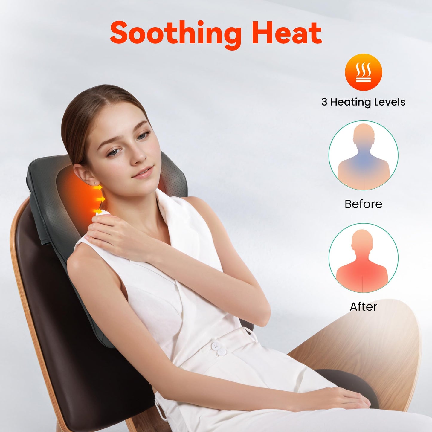 Snailax Back Massager for Back Pain Deep Tissue, Shiatsu Neck and Back Massager with Heat, Vibration, Kneading Massage Pillow for Neck, Shoulder, Gifts for Mom, Dad