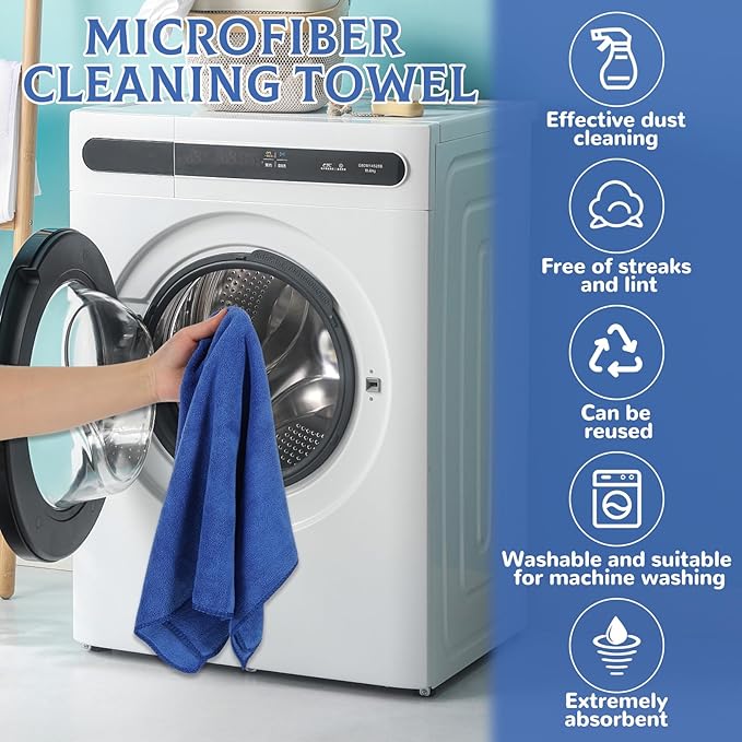 6 Pcs Extra Large Microfiber Cleaning Cloth Reusable Microfiber Towels Thick