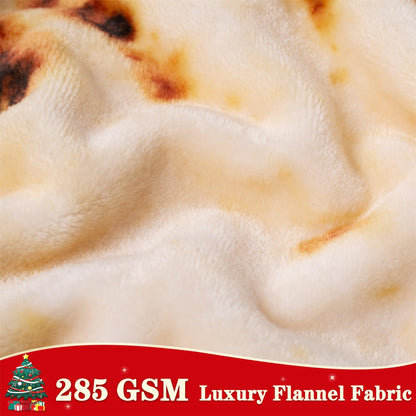 Mermaker Burrito Tortilla Taco Blanket 71 inches for Adult Kids, Realistic Tortilla Throw Blanket Funny Gifts for Women Men Teen Boy Girl, Soft Flannel Food Blanket for Christmas Birthday Gifts-Yellow
