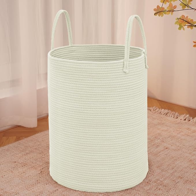 Large Woven Laundry Basket Hamper, 100L Cotton Rope Storage Bin