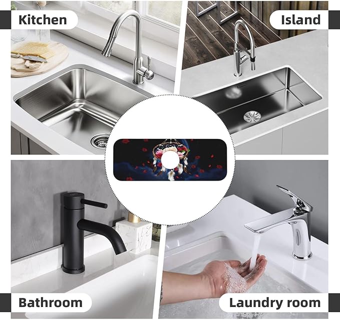Dreamcatcher Rose Flowers Kitchen sink faucet pad, strong water absorption