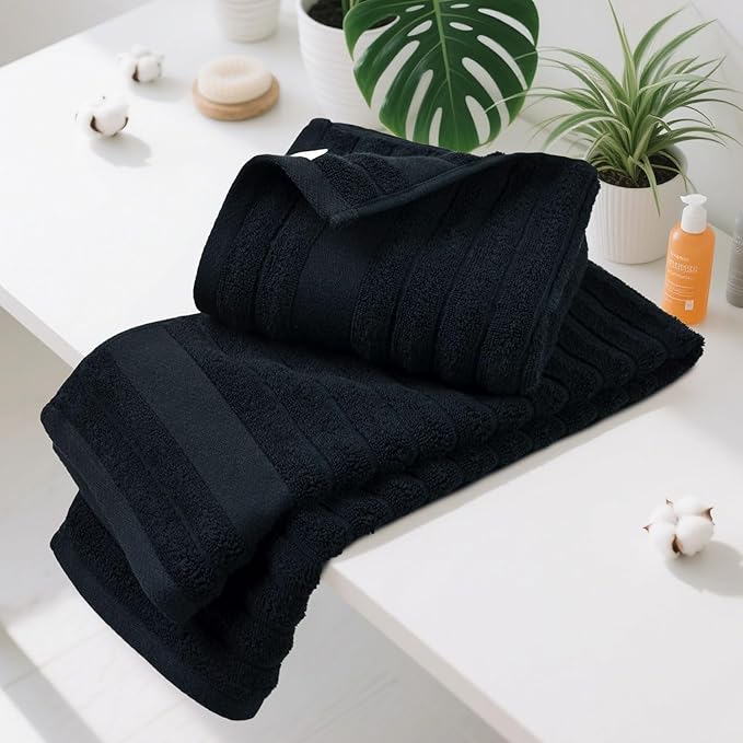Jacquotha 4-Pack Bathroom Hand Towels Ribbed – Guest Room & Spa Premium Cotton
