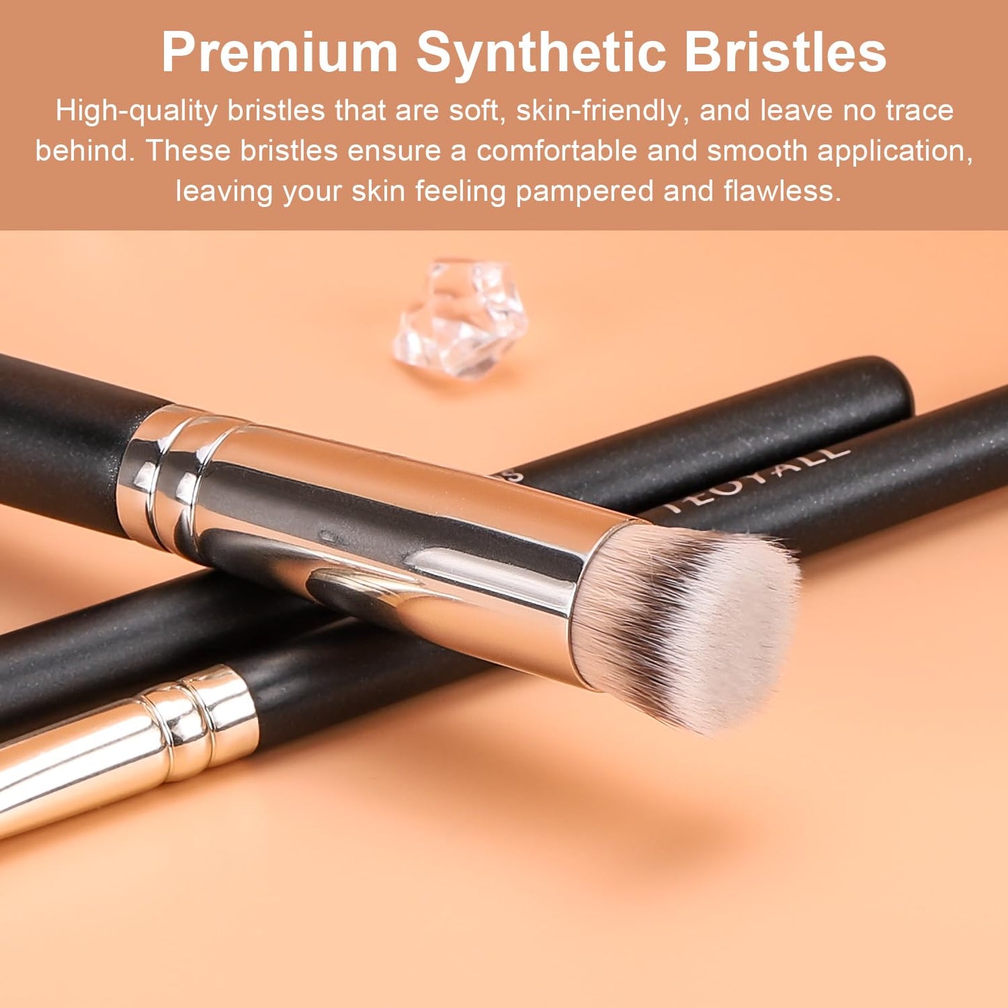 TEOYALL Foundation Contour Conceal Brush Set, 3PCS Angled Synthetic Kabuki Brush for Blending Setting Buffing with Liquid, Cream and Powder Cosmetic (170S/270S/370S)