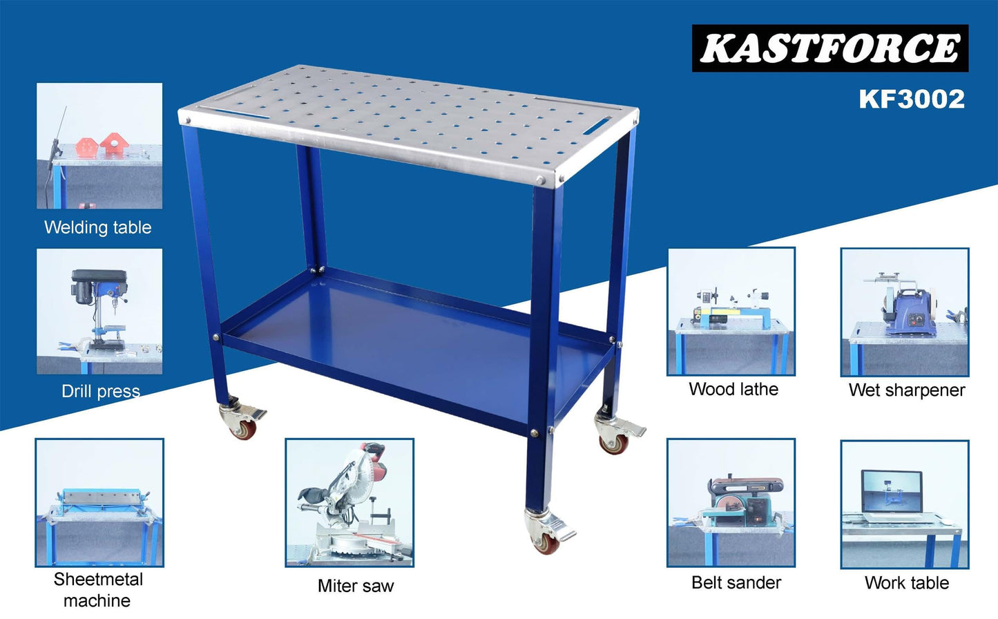 KF3002 Rust-Free 36”×18” Welding Table 1200 lbs Loading Capacity, Wedling Cart Universal Work Table with 5/8" Holes, Top Thickness up to 10Ga, Withstands Heat up to 1600 Fahrenheit