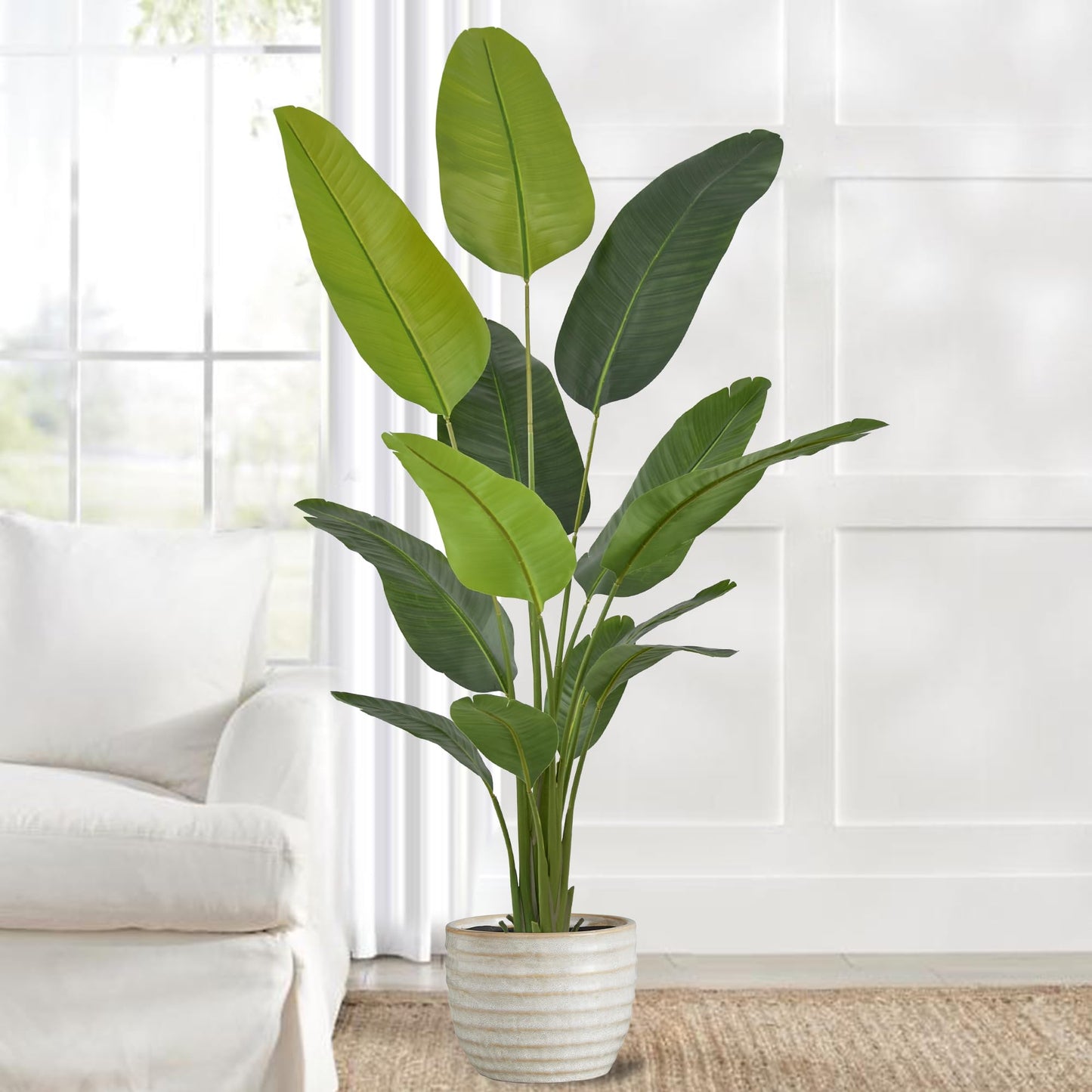 Artificial Bird of Paradise Tree 7.2FT(86in) Tall Faux Plant with Realistic 13 Leaves, Fake Tropical Floor Potted Artificial Plants for Home Office Living Room Indoor Decor (7.2feet,1Pack)