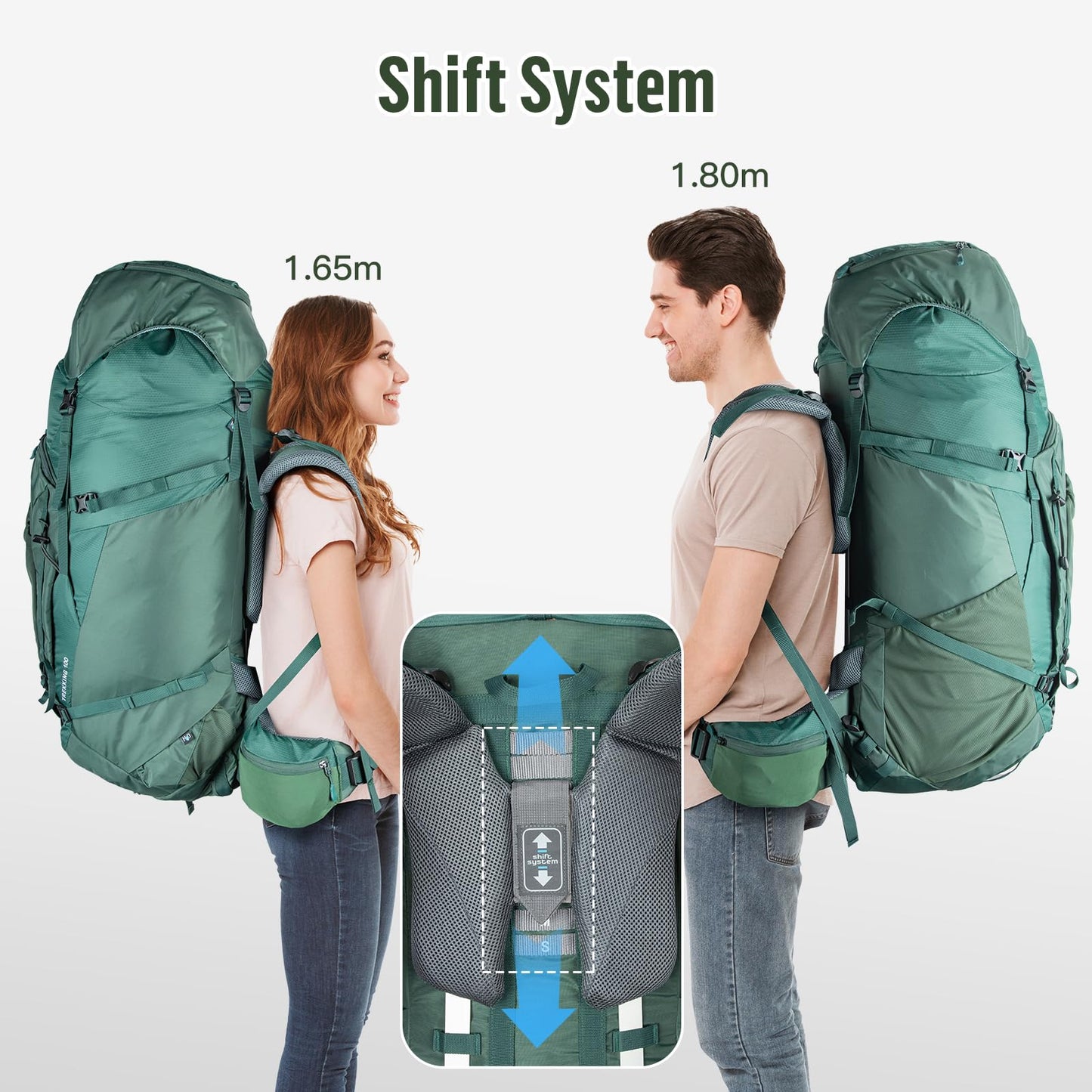Night Cat Internal-frame Hiking Backpack: 100L Large Camping Backpack for Men Women Traveling Waterproof Rain Cover Green