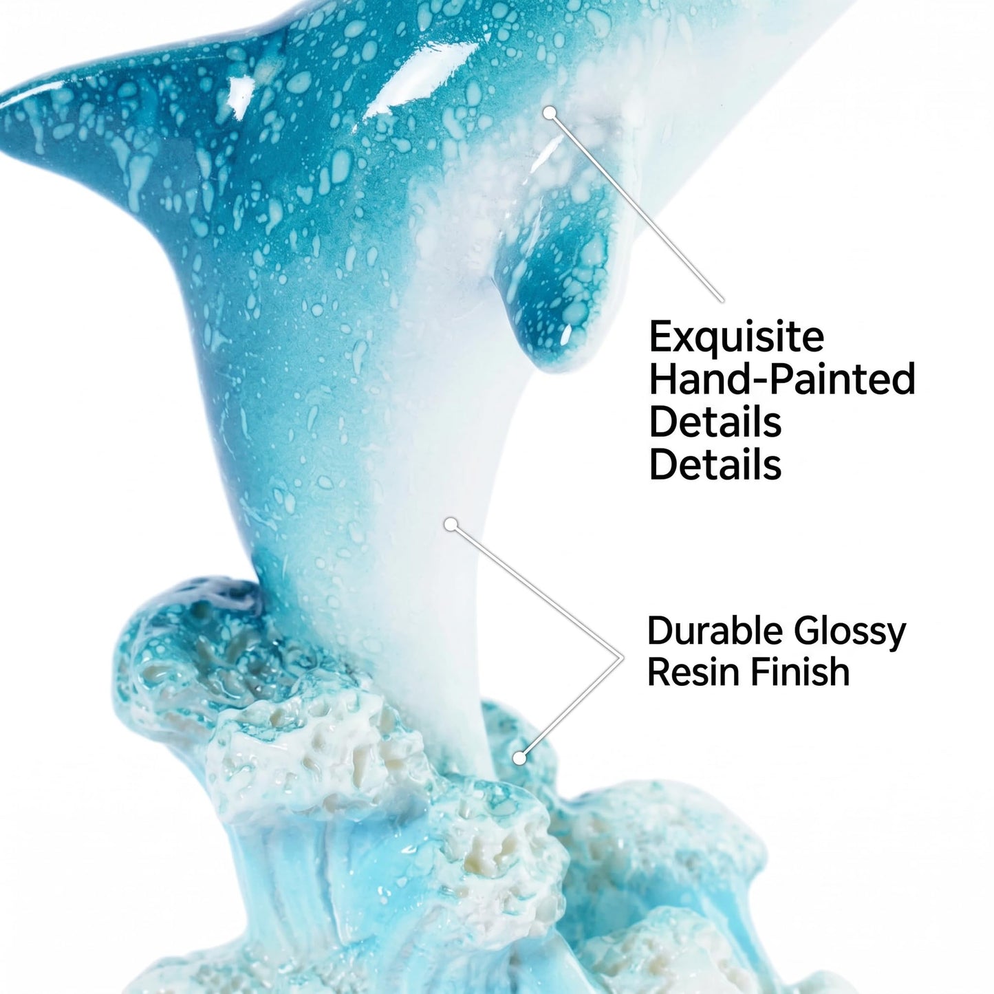 Brizoria Dolphin Decor Nautical Decor Leaping Dolphin Figurines Blue White Gradient Resin Ocean Themed Decor for Tabletop Shelf Desk Living Room Bedroom Office