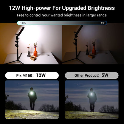 SmallRig Pix M160 RGB Video Light, 12W RGBWW LED Camera Light Panel, 360° Full Color Portable Light for Photography, 3800mh Battery, CRI 95+,TLCI 98, for Vlogging, Photo, Video, Aluminum Body – 3157