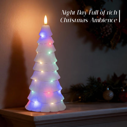 AFINETH Christmas Tree Candles with Remote, Christmas Flameless Candles with Embedded Star String Fairy Lights, Real Wax Battery Operated Candles, Xmas Flameless Candles for Mantel Decor