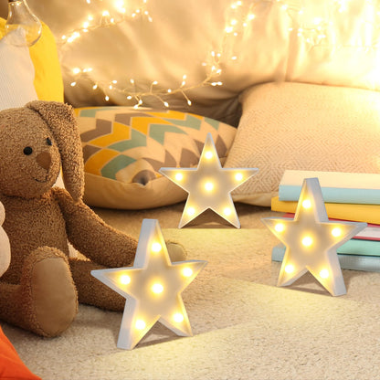 clothmile 3 PCS LED Night Light LED White Star Night Light Can Be Hung on The Wall Kids Room Light, Suitable for Birthday Party Holiday Decoration Baby Room Nursery Decoration