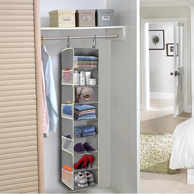 Large-Sized Hanging Shoe Organizer 8-Shelf, Hanging Closet Organizer