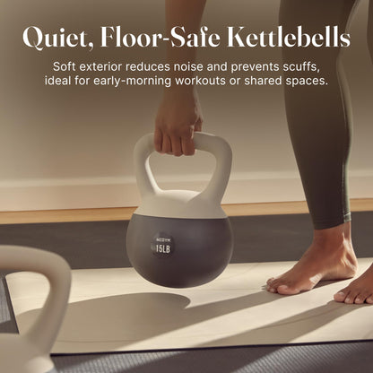 WeGym Soft Kettlebell Set with Cushioned Impact Resistant Base, Anti Slip Wide Grip Handle for Home Workouts, Weightlifting, Full Body Training (10+15+20LB Sandstone-3 PCS)