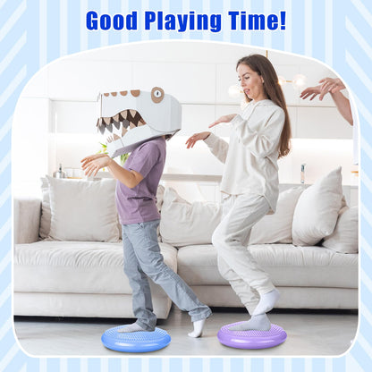 Silipull 2 Pcs Wiggle Seat Inflated Wobble Cushion Flexible Balance Disc with Air Pump for Core Stability Strengthening Improving Posture Physical Exercise(Macaroon Blue and Taro Purple)