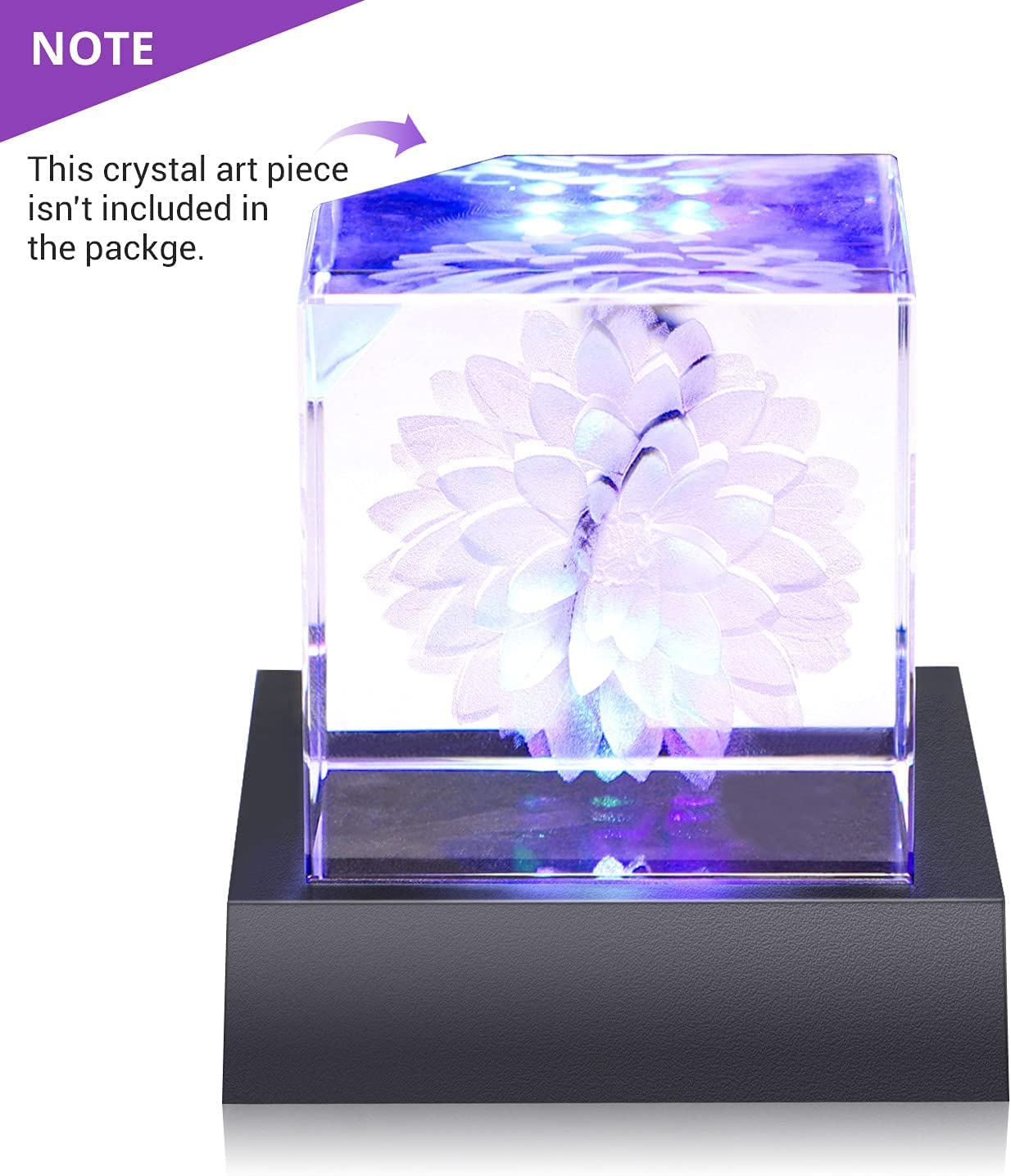 Facmogu 9 LED Lights Base for Crystal 3D Glass Art, USB/Battery Powered LED Display Base Stand, Pedestal Color Show Stand for Crystal Awards, Trophies, Statues, Figurines