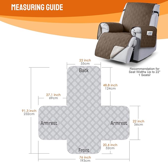 VANSOFY 100% Waterproof Recliner Chair Covers, Recliner Cover Non-Slip Dog