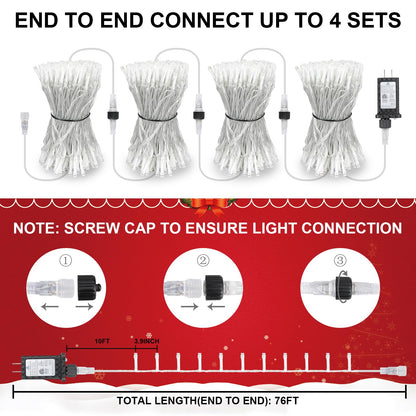 66FT 200LED Christmas Lights Plug in,Connectable Fairy Lights with Plug/Timer/8 Modes, Christmas Tree Lights Lighting Outdoor Indoor Garden Party Wedding Christmas Tree Decoration(Cool White)