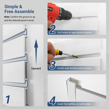 Neoaider Slatwall Panel 8 FT x 4 FT, Interlocking Slat Wall Paneling, Wall Mounted PVC Wallpanel, Suitable for Garage Storage and Organizer, Slatwall Board, Shelves - White