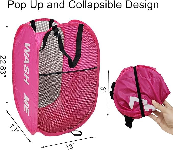 Pack of 2 Mesh Pop Up Hampers Collapsible Laundry Baskets