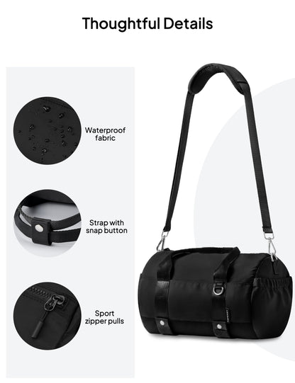 TOPEAST Small Gym Bag for Women, Mini Sports Yoga Bag Gym Tote Bag with Yoga Mat Holder, Small Sports Duffle Bag with Water Bottle Pocket & Wet Pocket for Travel Dance Workout, Black