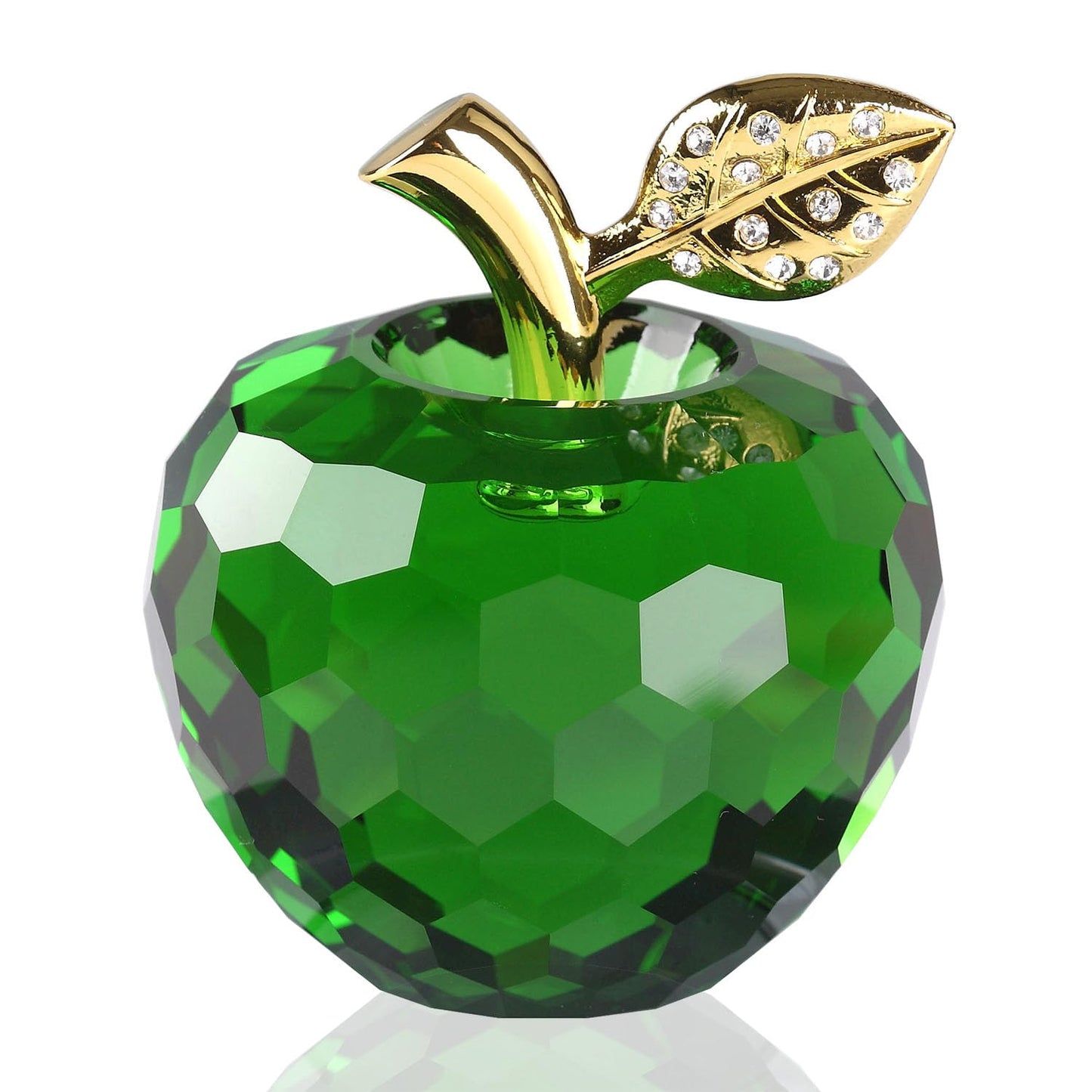 DOJOZ K9 Crystal Apple Paperweight Craft Decoration Table Top Ornament Statue Home Decor (Green)