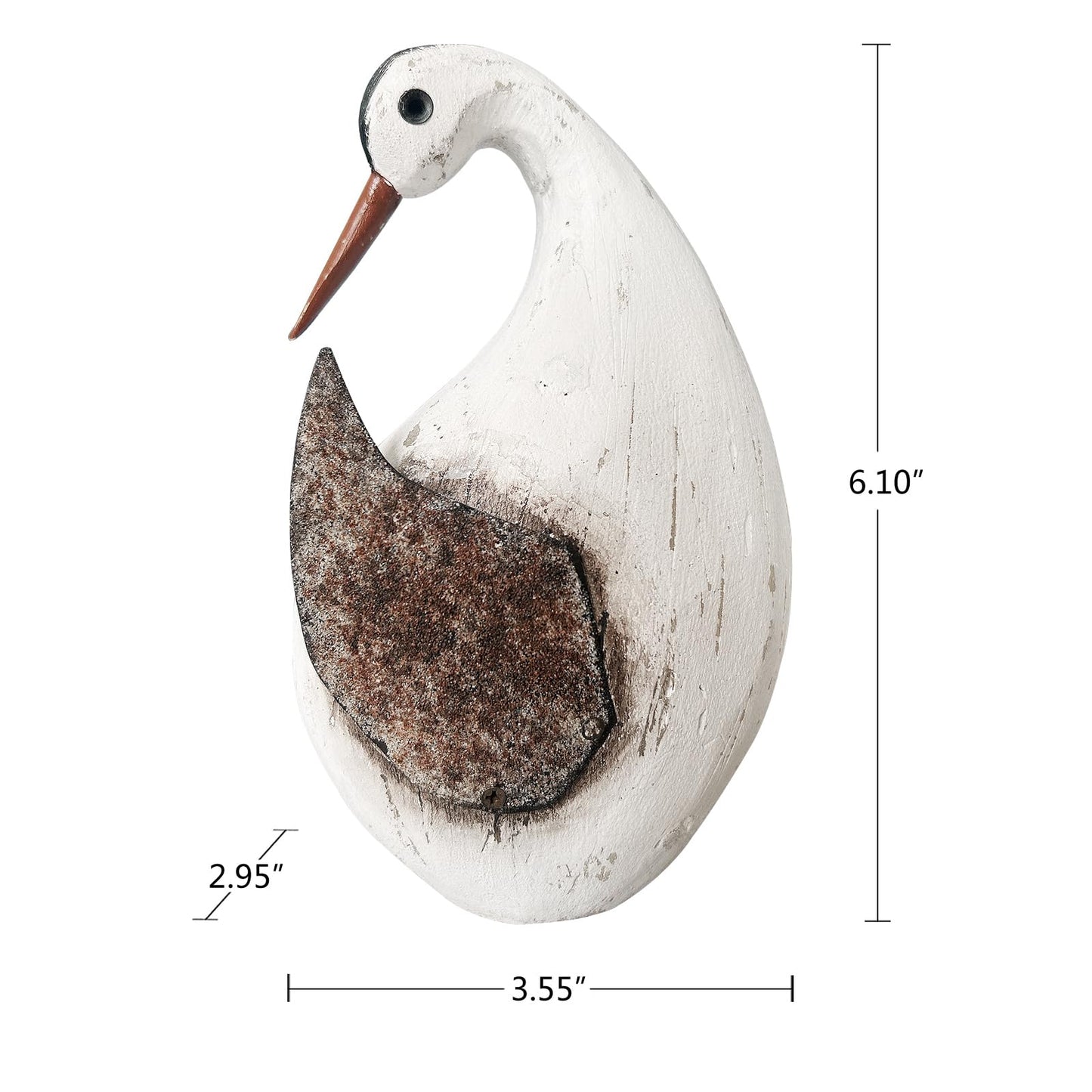 wovorins Wood Bird Statue Nautical Decor Decorative Rustic Seabird Sculpture Wooden Beach Themed Coastal Mediterranean Tabletop Decoration for Home Bathroom Living Room (M)