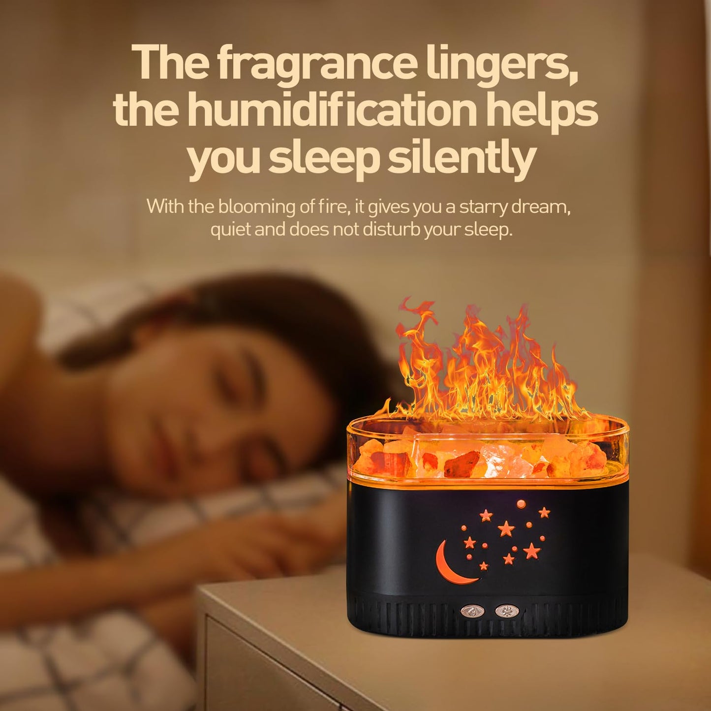 Himalayan Salt Lamp for Essential Oil Diffuser, Fireplace Flame Air Humidifier Diffuser, 7 Colors Aroma Diffuser, Humidifiers for Bedroom with Timer, Gift for Lover, Home, Office, Yoga, Gym 200mL