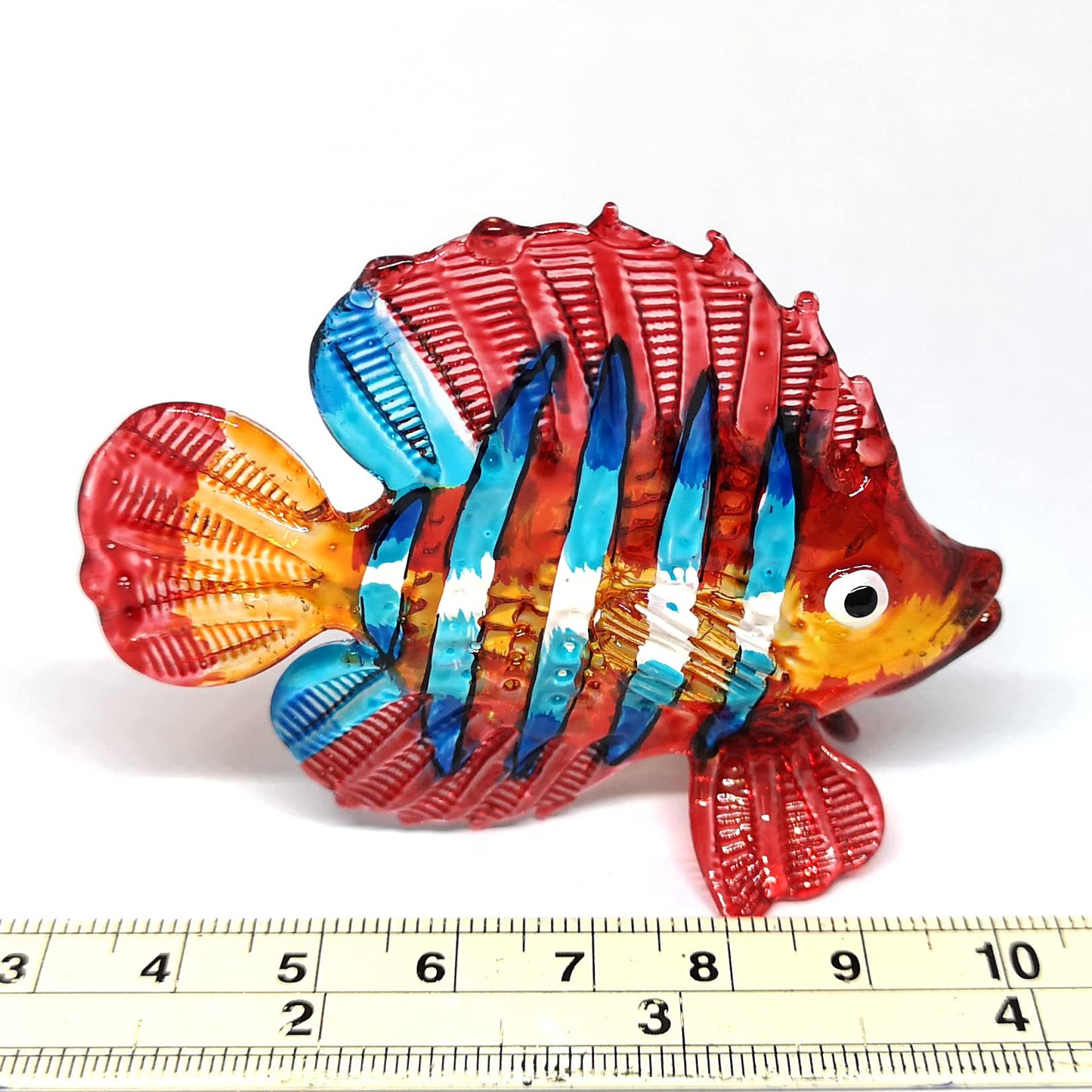 ZOOCRAFT Hand Blown Glass Fish Figurine Red Collectibles Aquarium Handicraft Miniature Sculpture