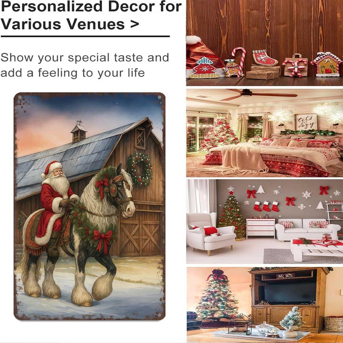 Retro Christmas Tin Sign 8x12inch Vintage Style-Holiday Metal Wall Art for Pub Bar Club Display
