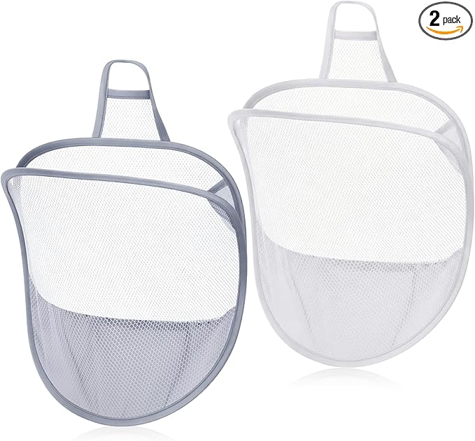 2 Pack Mesh Foldable Hanging Laundry Hamper, Small Wall Laundry Baskets