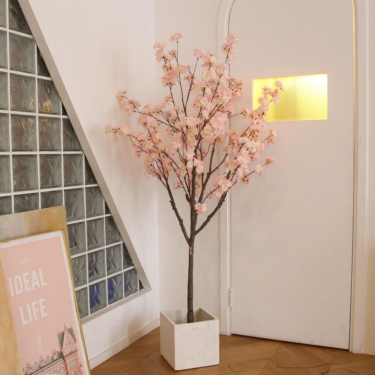 Nafresh Tall Artificial Cherry Blossom Tree 6Ft(72'), Realistic Potted Silk Faux Cherry Blossom, Indoor/Outdoor for Home, Office, Living Room, Bedroom, Porch