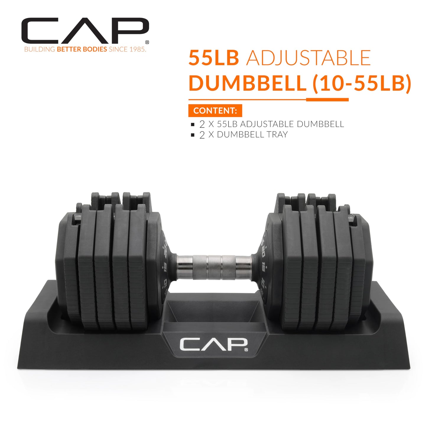 CAP Barbell ADJUSTABELL Adjustable 55 lb Hex Dumbbell Weights - Singles & Pairs | Multiple Handle Options