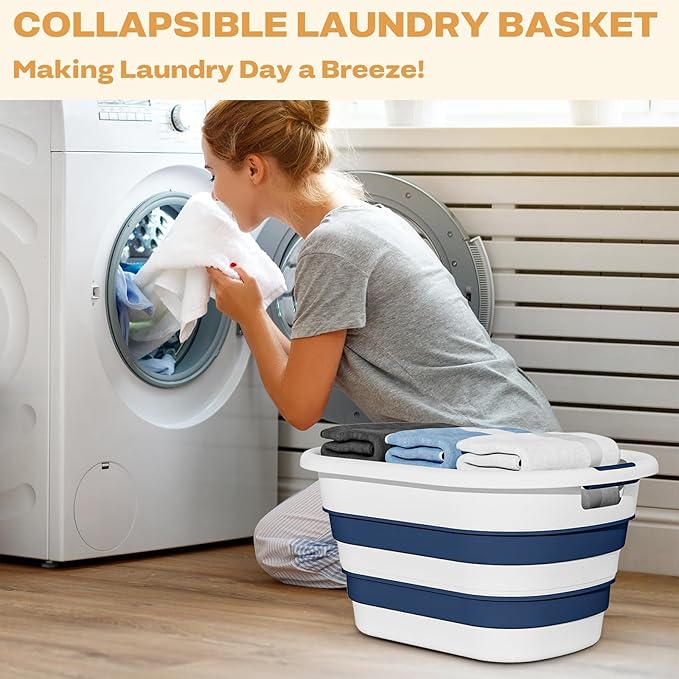 43L Collapsible Laundry Basket Plastic, Pop Up Laundry hamper/Storage Container