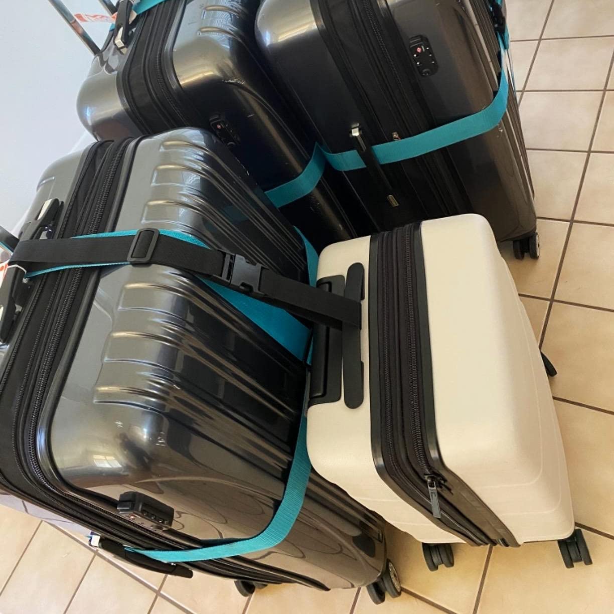 2Pack Luggag Straps for Carry On Bag, Adjustable Suitcase Belt Add Bag Travel Attachment Accessories for Connect Your 3 Luggages, Blue