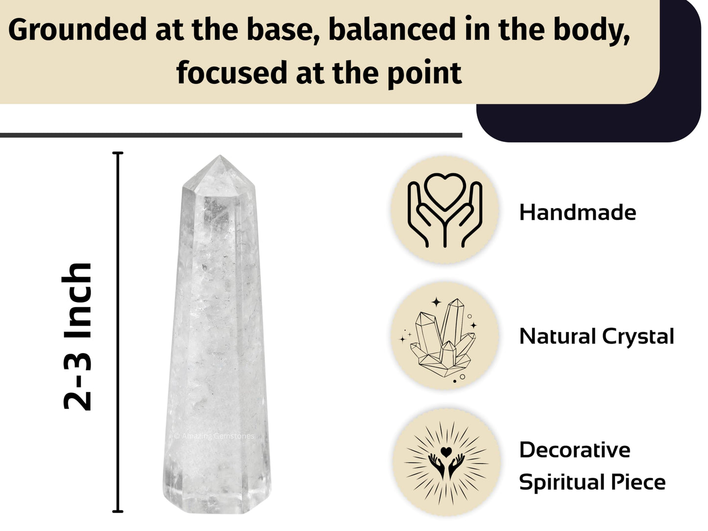 Amazing Gemstone Clear Quartz Crystal Towers ~ Natural Healing Crystal Point Obelisk for Reiki Healing and Crystal Grid (2" to 3" INCH)