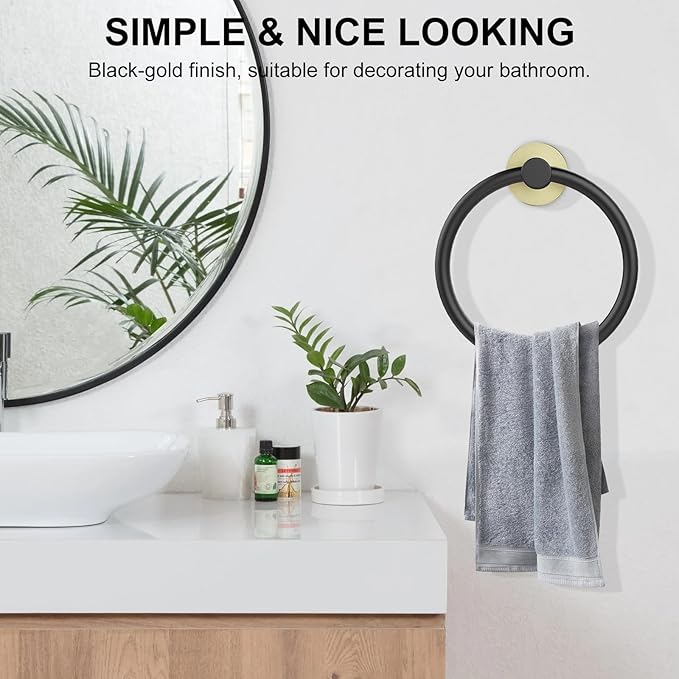 SetSail Towel Holder for Bathroom Wall 4 Packs Towel Ring Stainless Steel Heavy