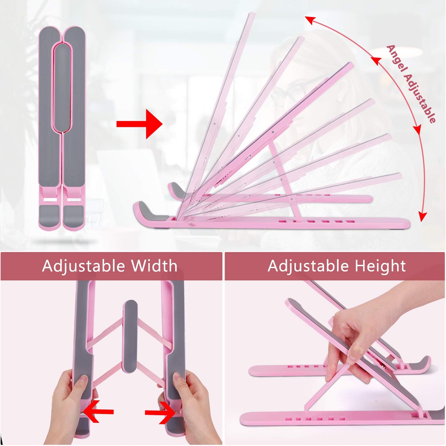 pidien Portable Laptop Stand, Adjustable Laptop Holder Riser Computer Stand for Desk Notebook Stand Mount