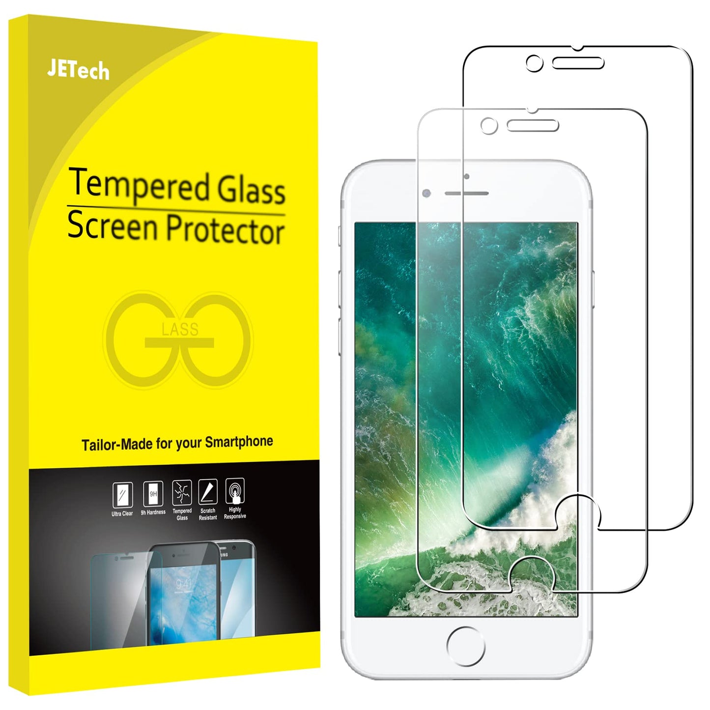 JETech Screen Protector for iPhone 7/8, 4.7-Inch, Tempered Glass Film, 2-Pack