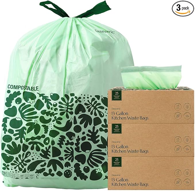 Cleanomic Compostable* 13 Gallon Trash Bags