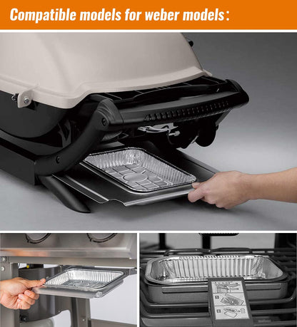 NUPICK 30 Pack Grill Drip Pans Compatible for Weber, 6415 Grill Accessories for Weber Spirit, Genesis, Traveler, Q Series - Grill Grease Pan Liners - Disposable Aluminum Foil Grease Trays - 8.5" X 6"