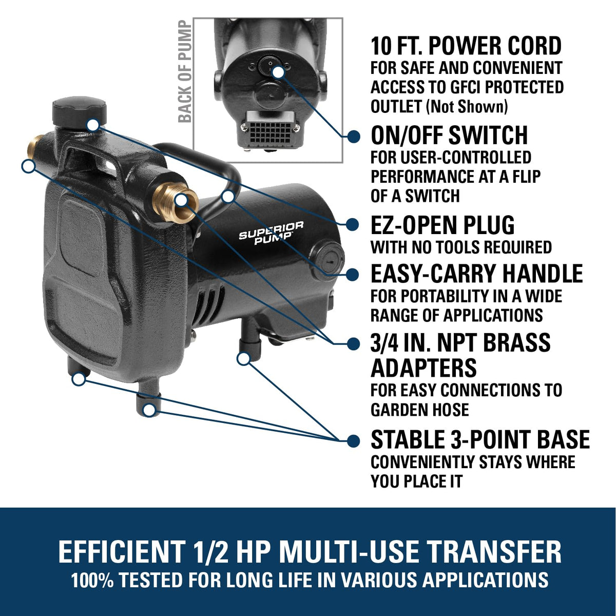 Superior Pump 90050 Transfer Pump , Black