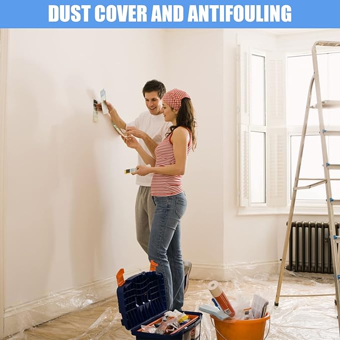 5 Pieces Plastic Drop Sheets for Painting, Waterproof and Dust-Proof Clear