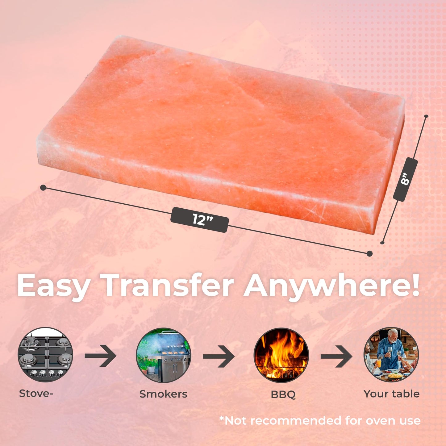 FOCUS NUTRITION Pink Himalayan Salt Block - Salt Stone For Grilling, Cooking, Serving | 100% Pure Salt Slab | Unique Gifts for Cooks | Food Grade
