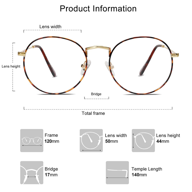 SOJOS Blue Light Blocking Computer Glasses Round Eyewear Anti Blue Light Lens Preppy Chic SJ5024 with Demi Frame/Anti-Blue Light Lens