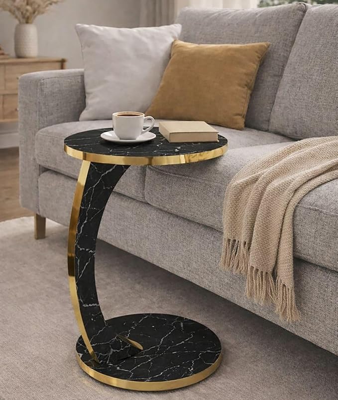 Luxury C Shaped Golden Effect Side Table