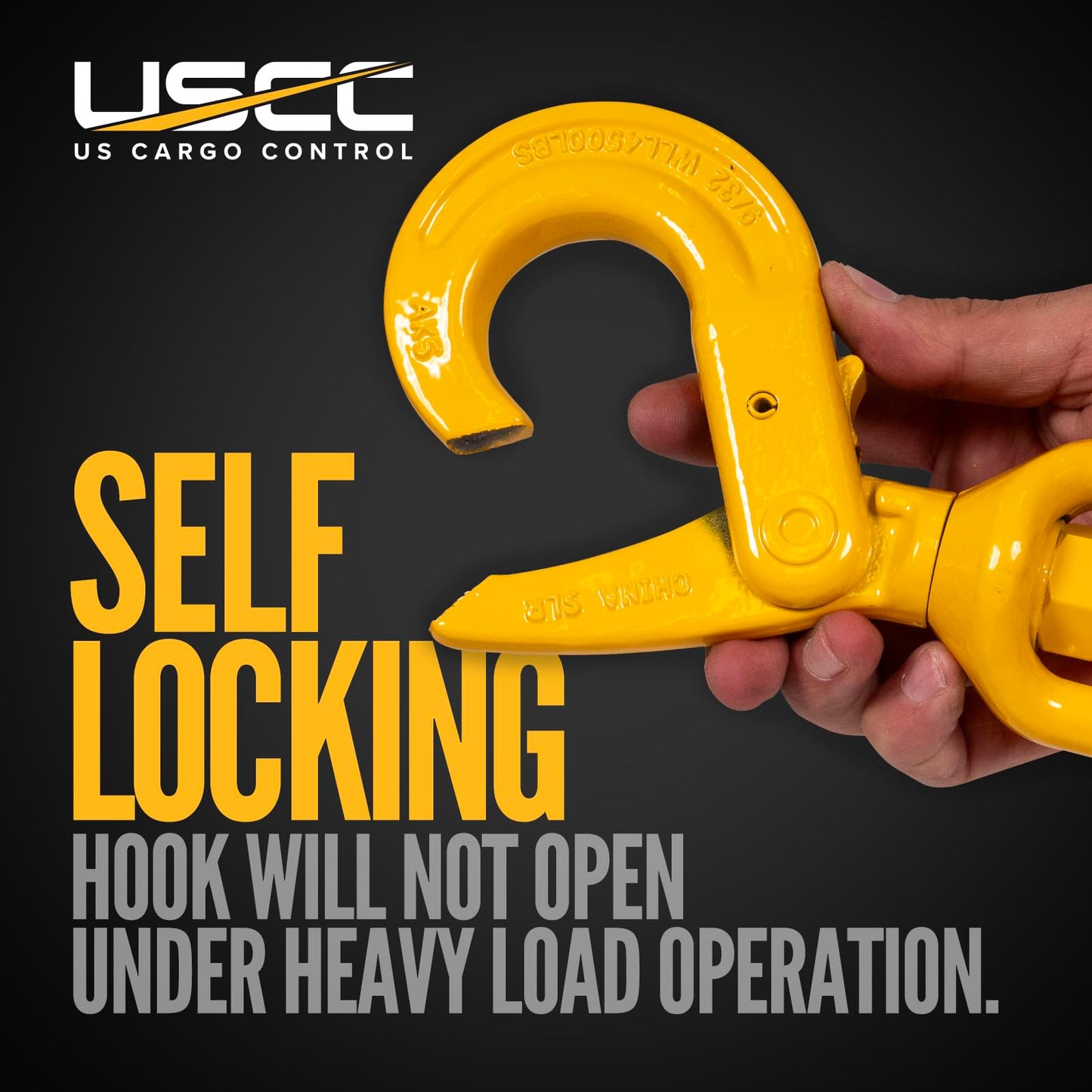US Cargo Control 9/32 Inch Swivel Self-Locking Hooks (2-Pack), G80 Chain Hooks, 4,500 LBS Working Load Limit, Heavy Duty Swivel Hooks for Lifting Jobs, Load Binding Applications, & Trailers